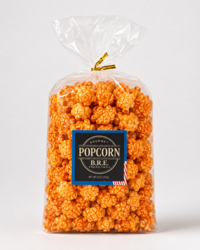 Gourmet Orange Caramel Popcorn – Premium B.R.E. Popcorn (8 oz)